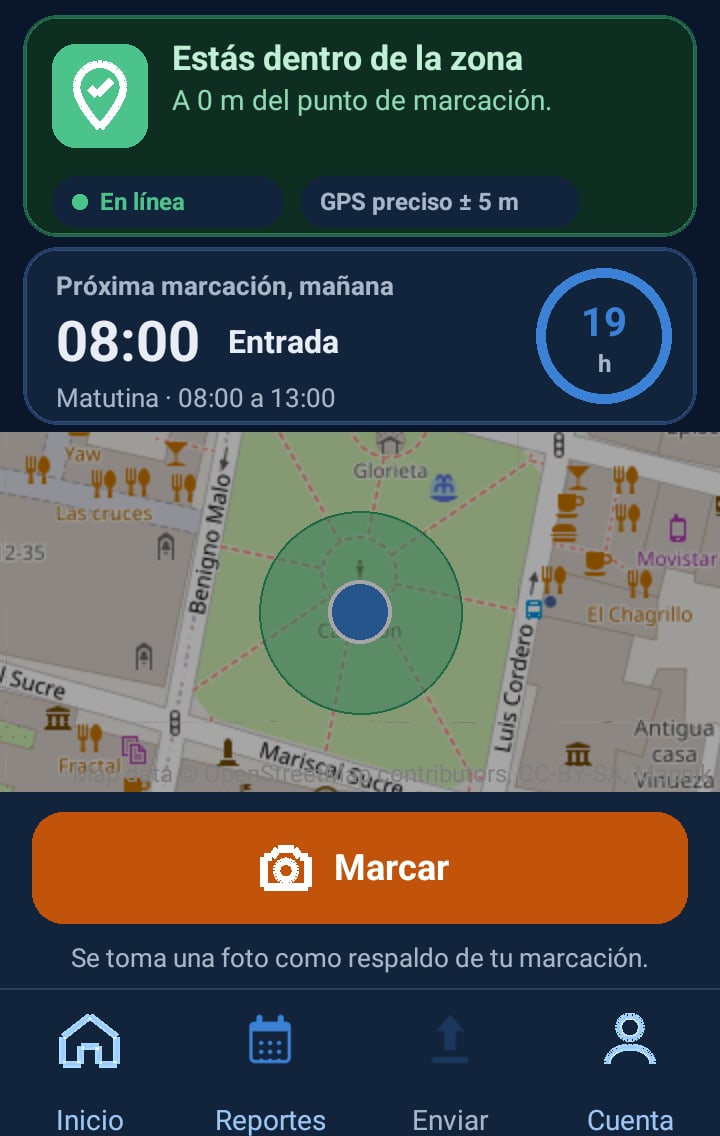App móvil de KunanSoft: marca donde trabajas